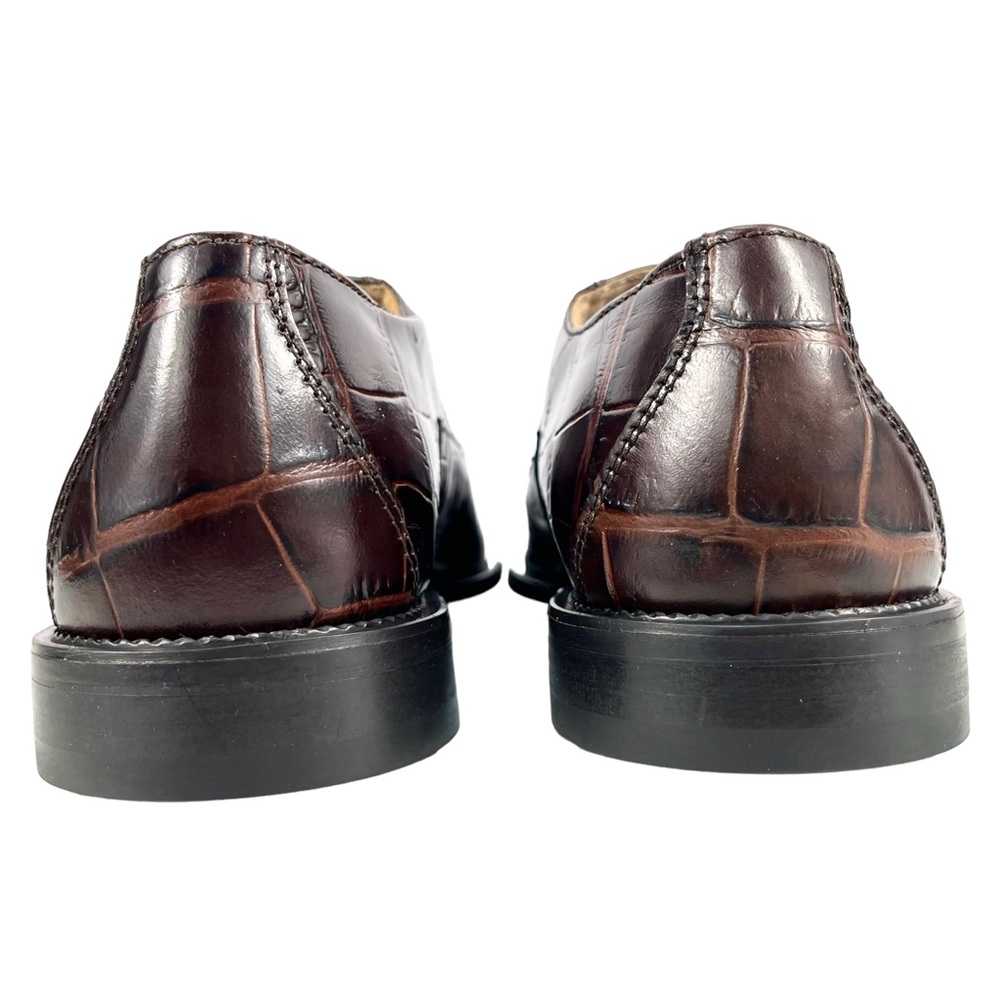 Stacy Adams Mens 9 1/2M‎ Genuine Snake & Leather Brown Square Toe Derby Shoes - Picture 7 of 13